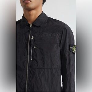 Stone Island Black Lightweight Zip Nylon Shirt Jacket with Compass Patch - NWT